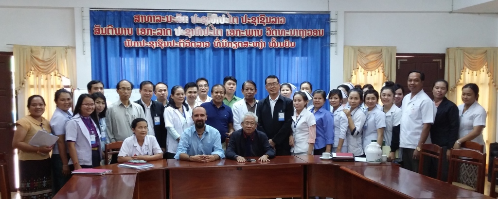 Luis Falcon with the Lao CMR staff in charge at the 2 year anniversary of the implementation